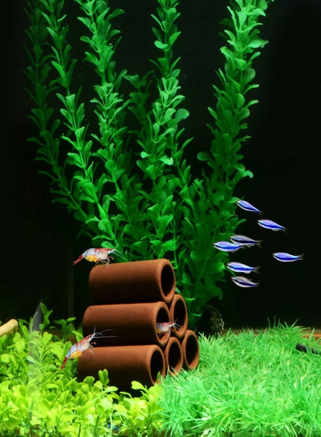 Saim Aquarium Brown Ceramic Shelters Ornament - Fish Tank Shrimp Habitat, Breeding Tube, Hiding Cave Hideaway Pipes Encourage Spawning Decoration, Betta Accessories Pleco Caves (6 Holes) - Image 3